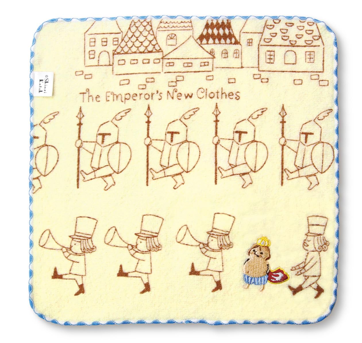 金野タオル 日本製 タオル ハンカチ パイル 裸の王様 約23×23cm 童話の森 シャーリング 刺繍 泉州 速乾 ギフト