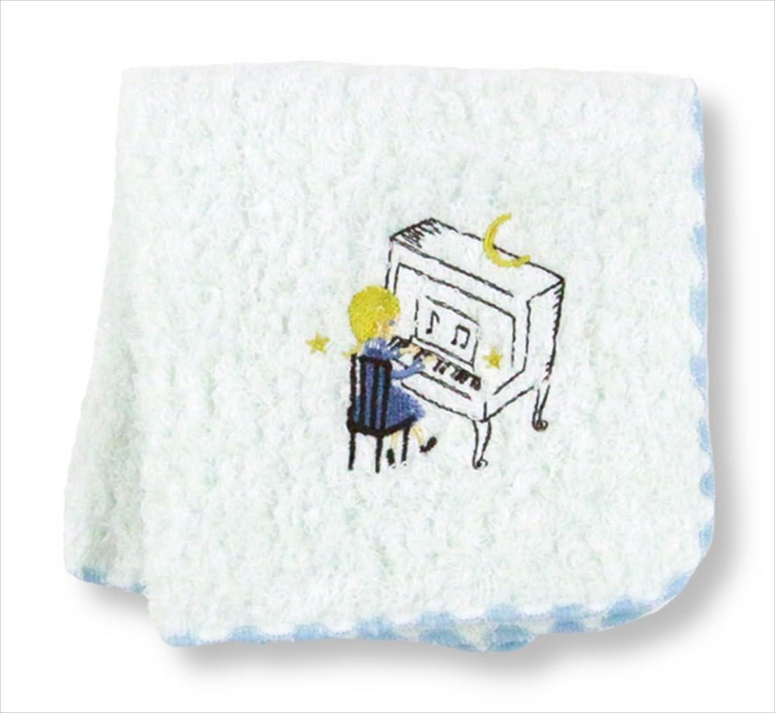 金野タオル 日本製 タオル ハンカチ 静かな夜 約23×23cm 音楽 ポワポワチック 刺繍 泉州 ギフト