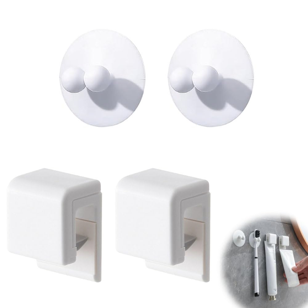 歯ブラシホルダー 歯磨き粉ホルダー 【4個入】 歯ブラシスタンド 歯ブラシ 浮かせる収納 省スペース 耐..