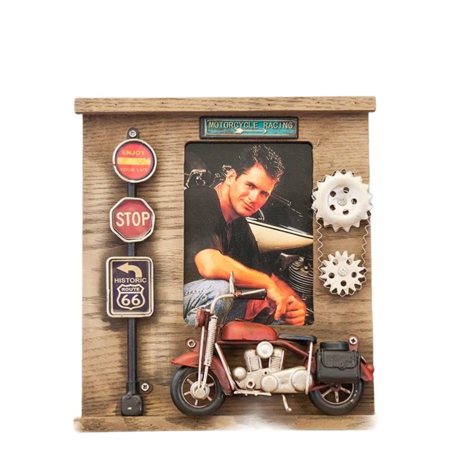 ［秋月貿易 ］Vintage Photo Frame ヴィンテージ フォトフレーム MOTORCYCLE RACING 約 W22 x D4.5 x H..