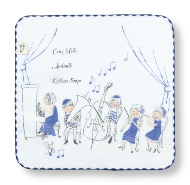 金野タオル 日本製 タオル ハンカチ ガーゼ 無撚糸 パイル 室内楽 約23×23cm 音楽 リフレイン 泉州 速乾 ギフト