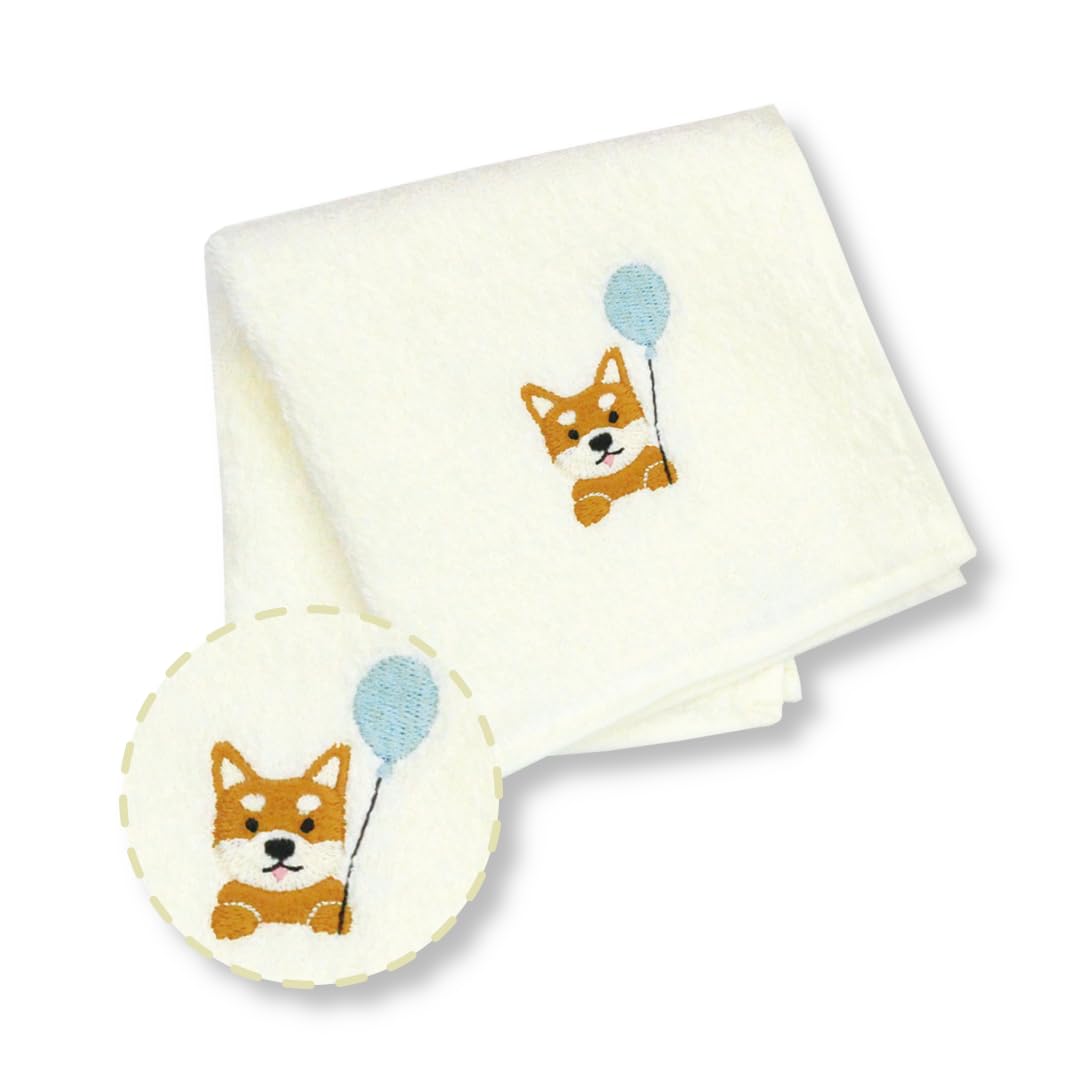 金野タオル 日本製 タオル ハンカチ パイル 高密度 柴犬 約25×25cm 犬 動物 ルシアン 泉州 速乾 ギフト