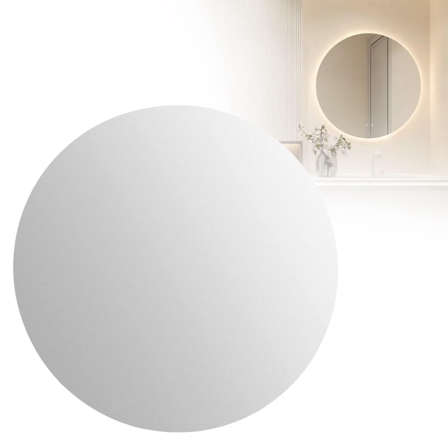 KKLM 割れない鏡 丸型/楕円型 30cm*30cm 貼るだけ お風呂ミラー 壁掛け鏡 ミラー 軽量 割れないミラー ..