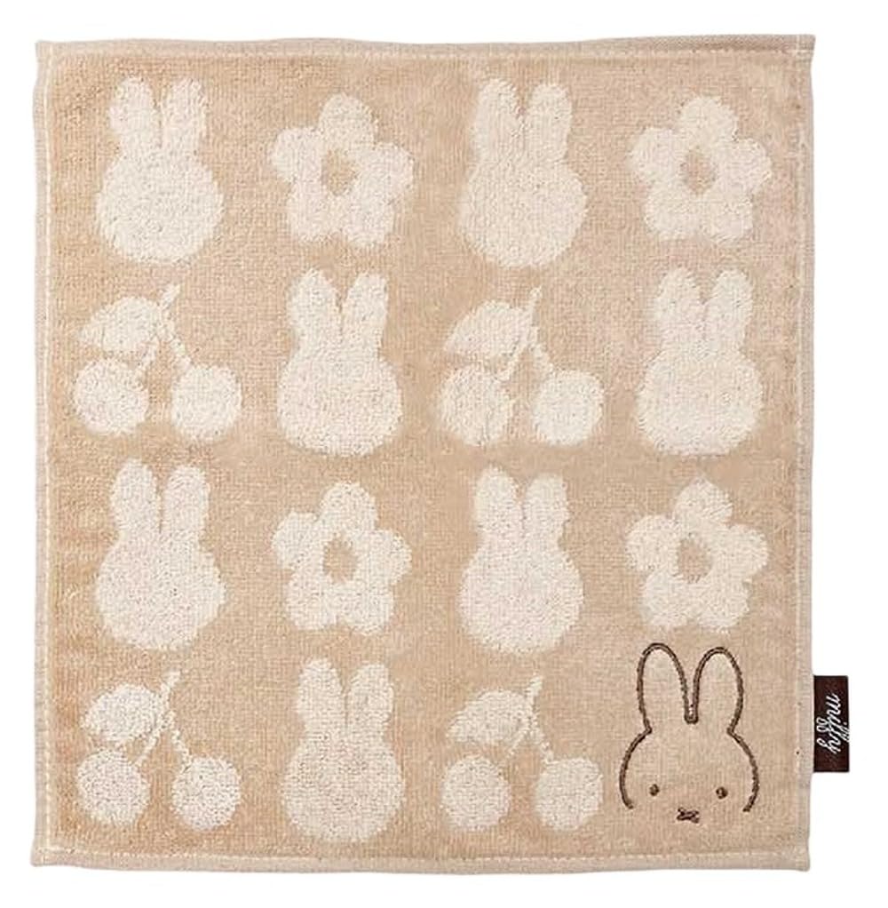 マリモクラフト miffy ミッフィー チェリーフルールシリーズ タオルハンカチ ベージュ W250×H250 DBM-2579