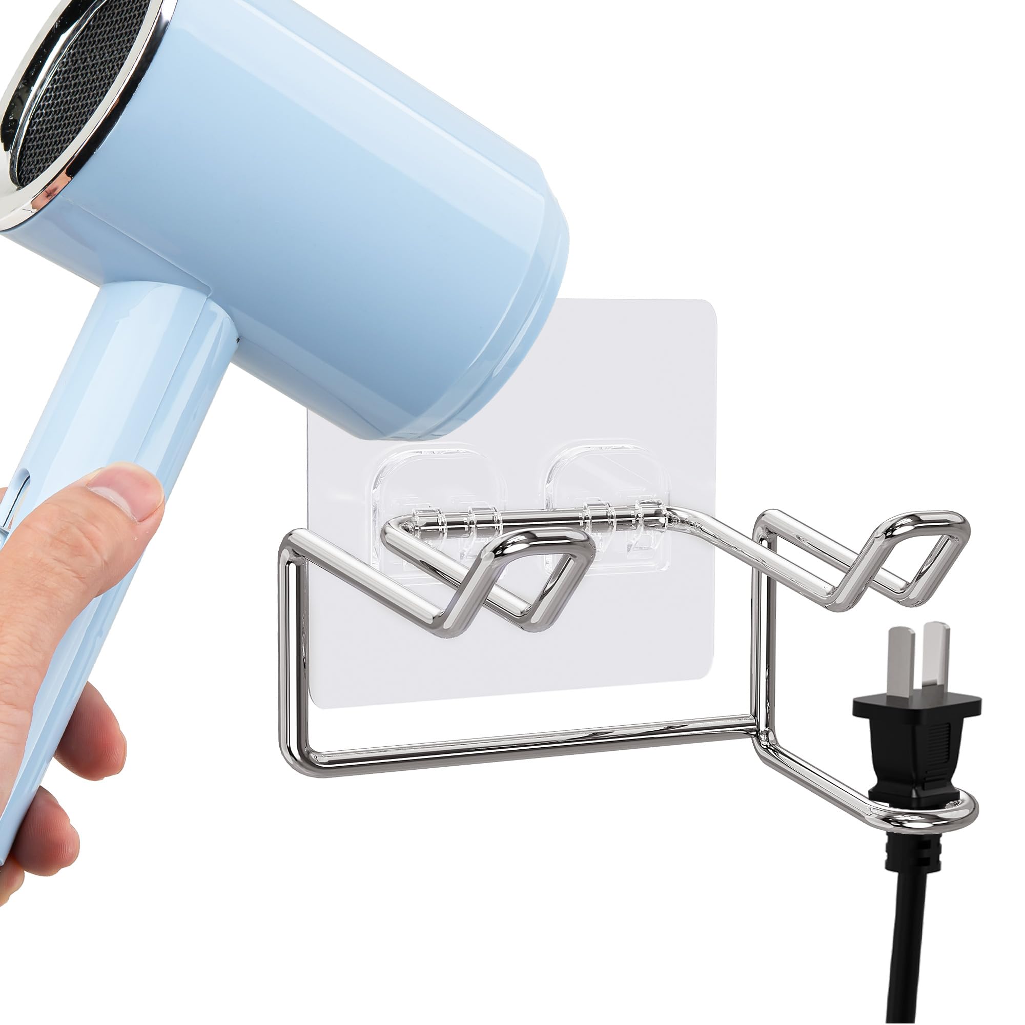 TOCCOOL ヘアドライヤーホルダー、壁掛け式、浴室用自己粘着スタンド、ダイソンやほとんどヘアドライヤーに対応 (ベージュ)