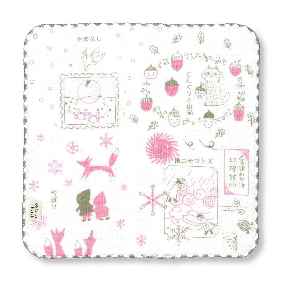 金野タオル 日本製 タオル ハンカチ ガーゼ 無撚糸 パイル 紫水晶 約23×23cm 宮沢賢治 幻橙館 賢治の旅 泉州 速乾 ギフト