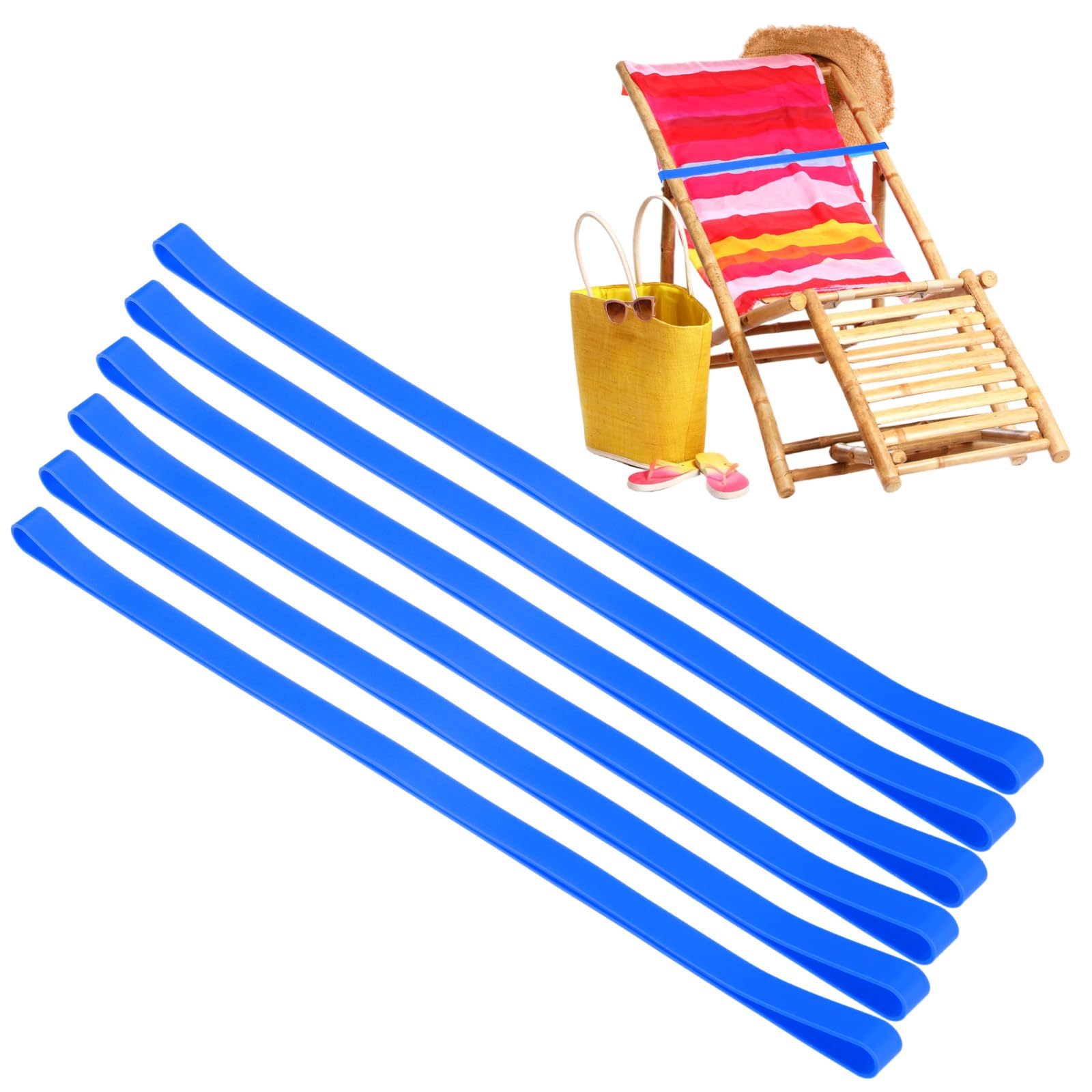M METERXITY ビーチチェア用の6個入りタオルバンド、再利用可能なビーチタオルクリップ、弾性風防ストラップホルダー、クルーズ船/プールチェア/バケーショ...