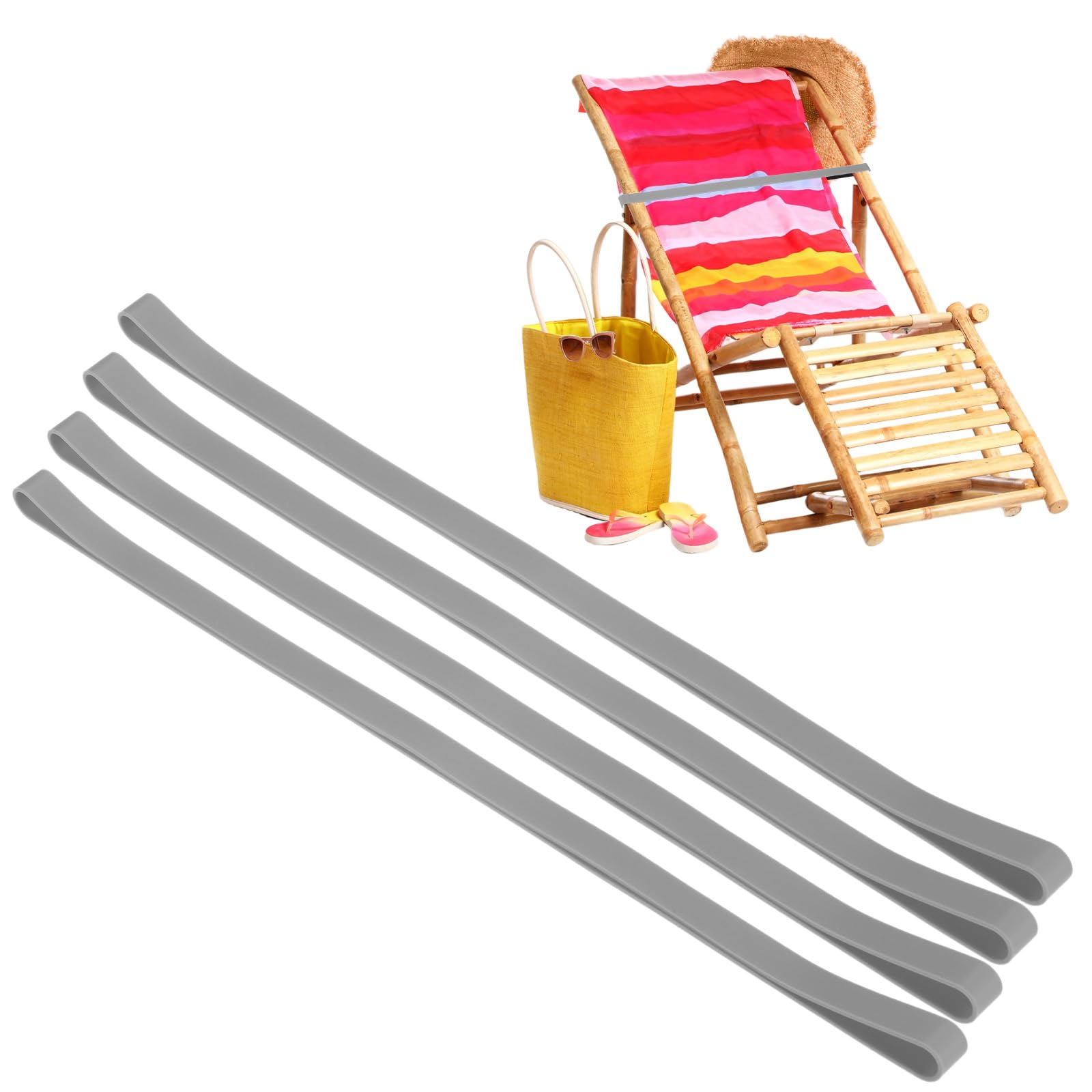 M METERXITY ビーチチェア用のタオルバンド4個セット、再利用可能なビーチタオルクリップ、弾性風防ス..