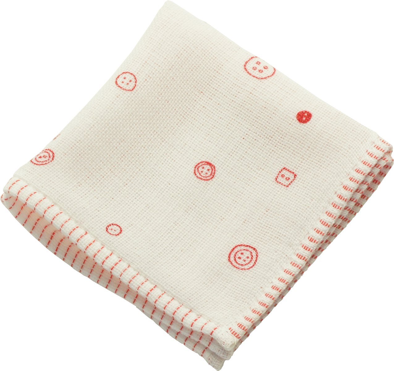 【今治産】 ボタン(R) タオルハンカチ 約縦25×横25cm (レッド)