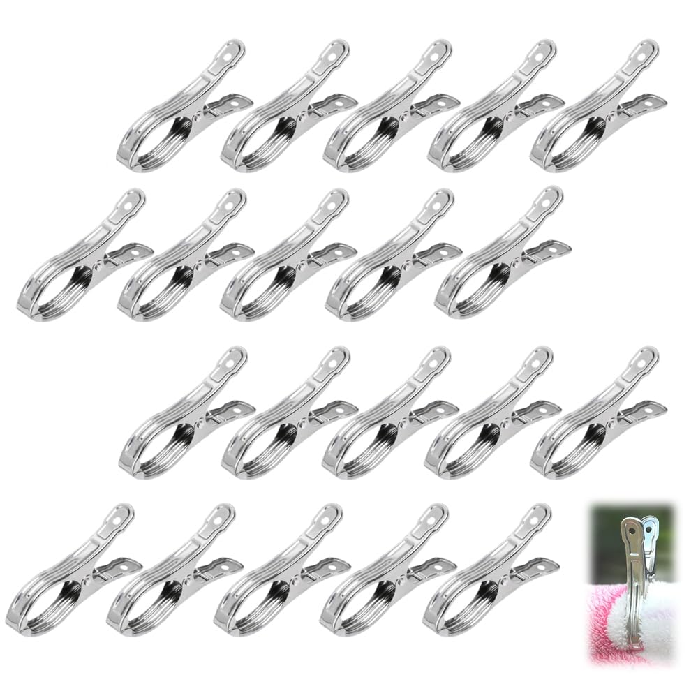 MHSKNHW 中号洗濯バサミ 9cm 20個セット ステンレス製 強力洗濯ピンチ 防風タイプ 布団ばさみ 物干し竿用 錆びにくい 屋外 室内両用 旅行 ベラン...