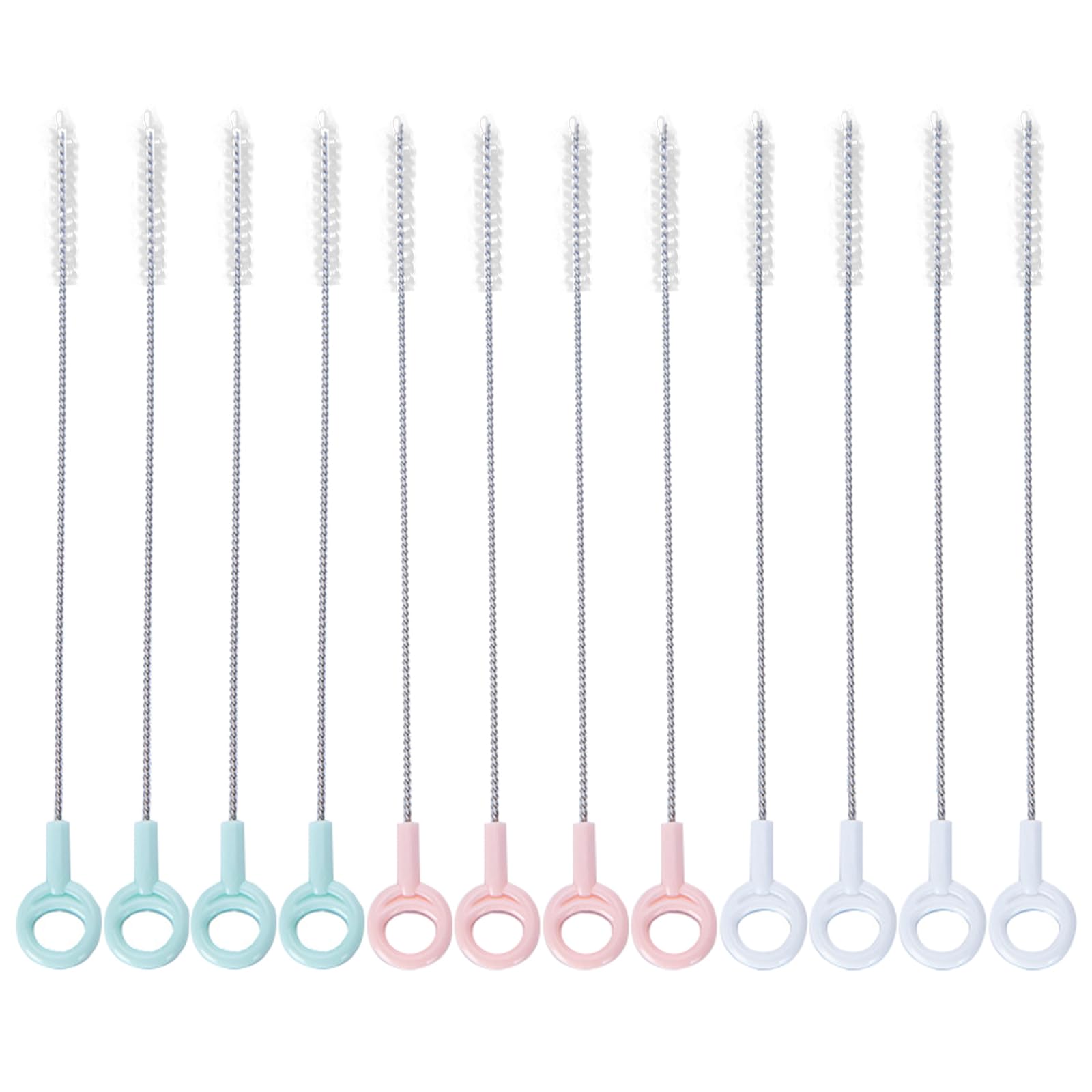 ZeniMart ストローブラシ クリーナー 12本セット ロングタイプ 極細ナイロン ステンレス製洗浄ブラシ ..