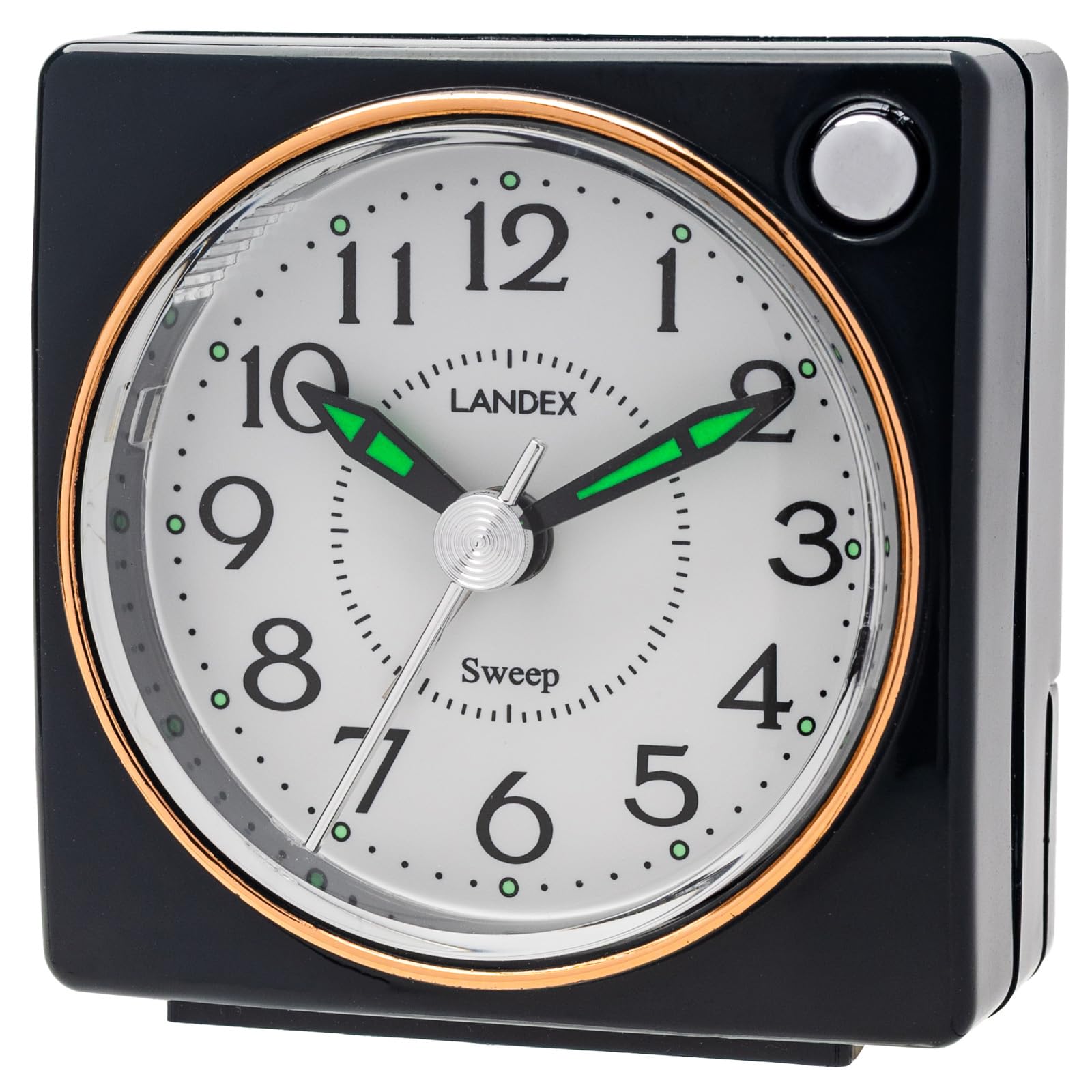 ランデックス(Landex) 目覚まし時計 置き時計 アナログ 秒針の音がしない 静音 連続秒針 非電波 トラベル 電子音 アラーム ライト スヌーズ ブラック...
