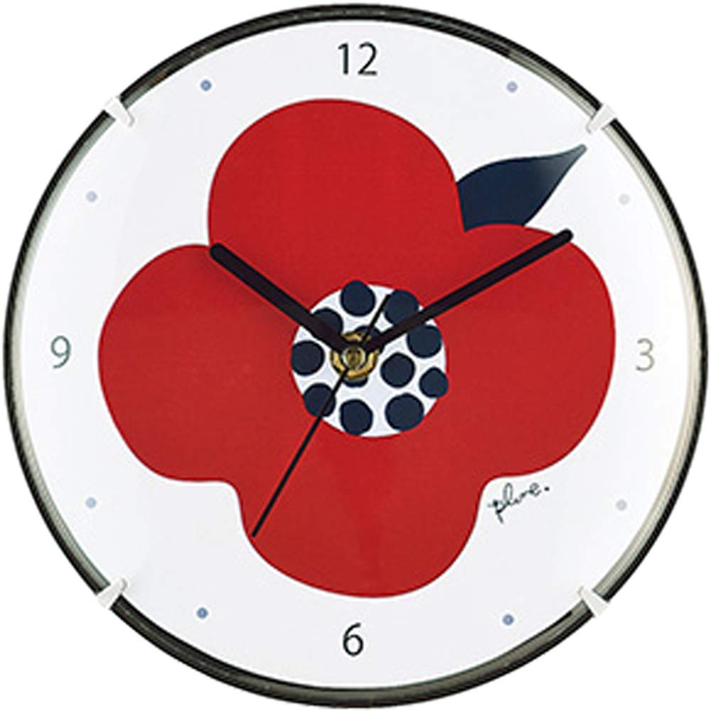 プルーン 掛け置き兼用時計 赤いお花 PL-303