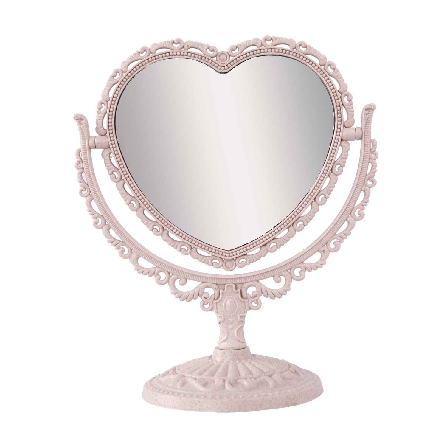 Smiti アンティーク 卓上 ミラー 大理石調 ハート形