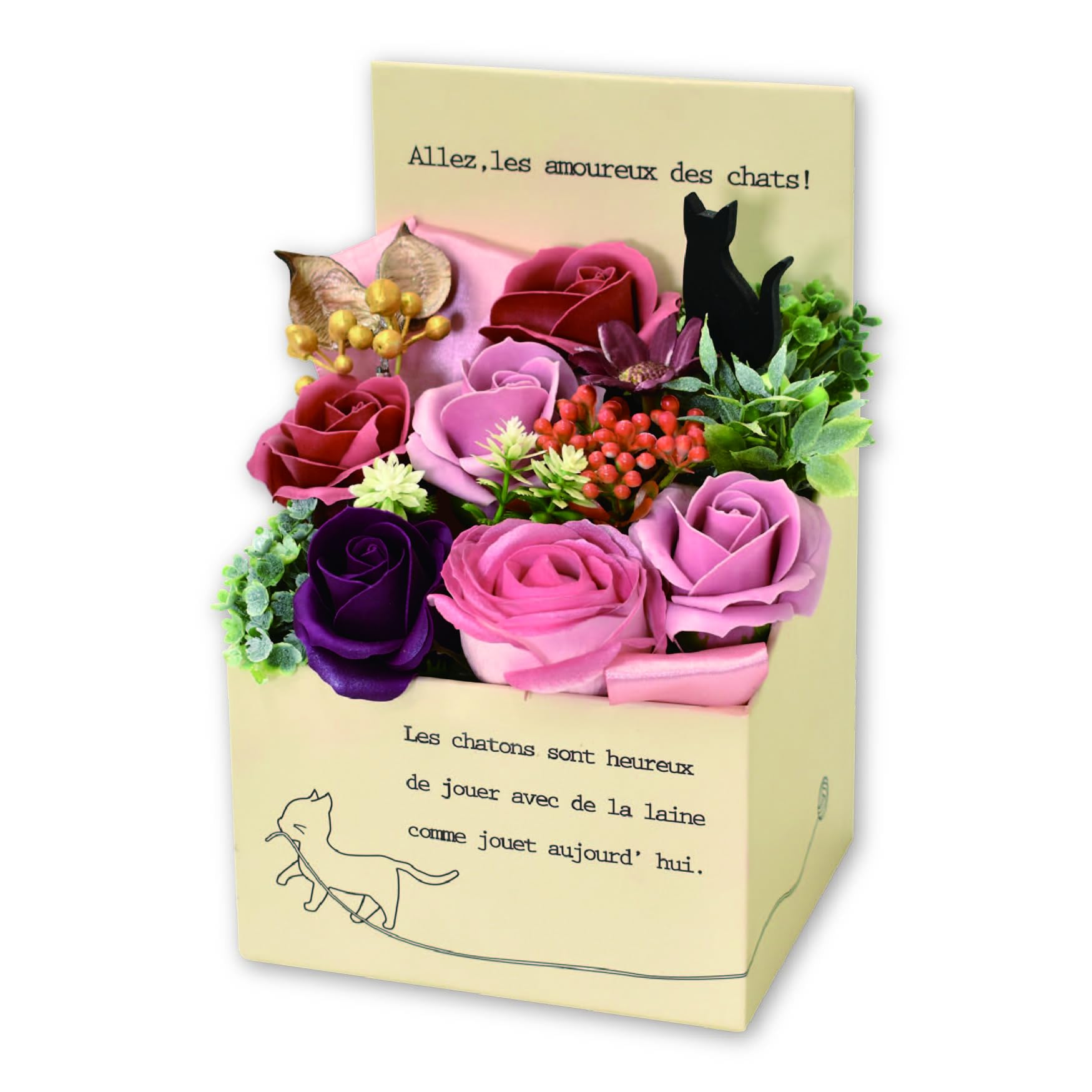 ポピー名古屋 ソープフラワー シャボンフラワー 造花 ギフト プレゼント フラワーボックス バラ ボックス 約14cm クリアケース付き SBL-204 ピンク