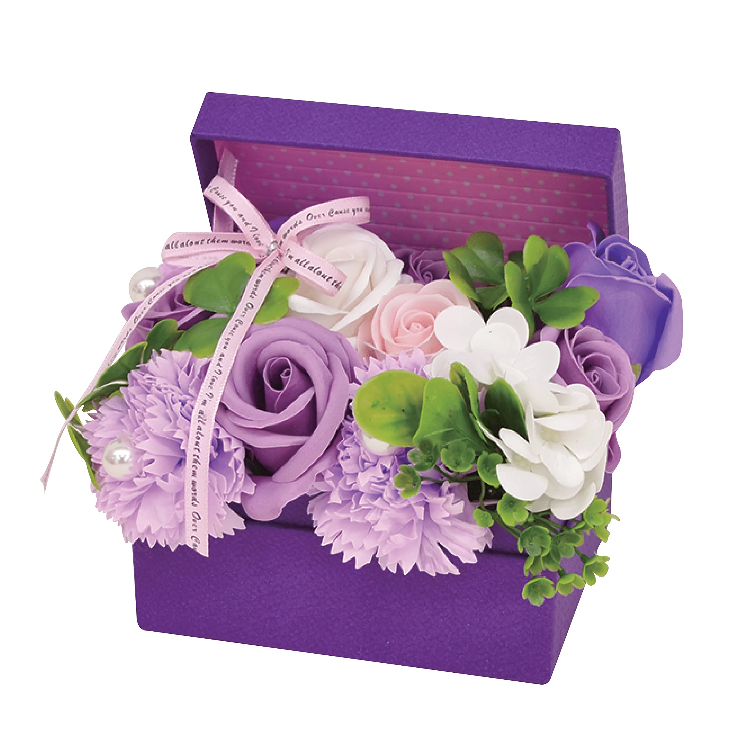 ポピー名古屋 ソープフラワー シャボンフラワー 造花 ギフト プレゼント フラワーBOX ボックス バラ 約14cm SBL-115S パープル