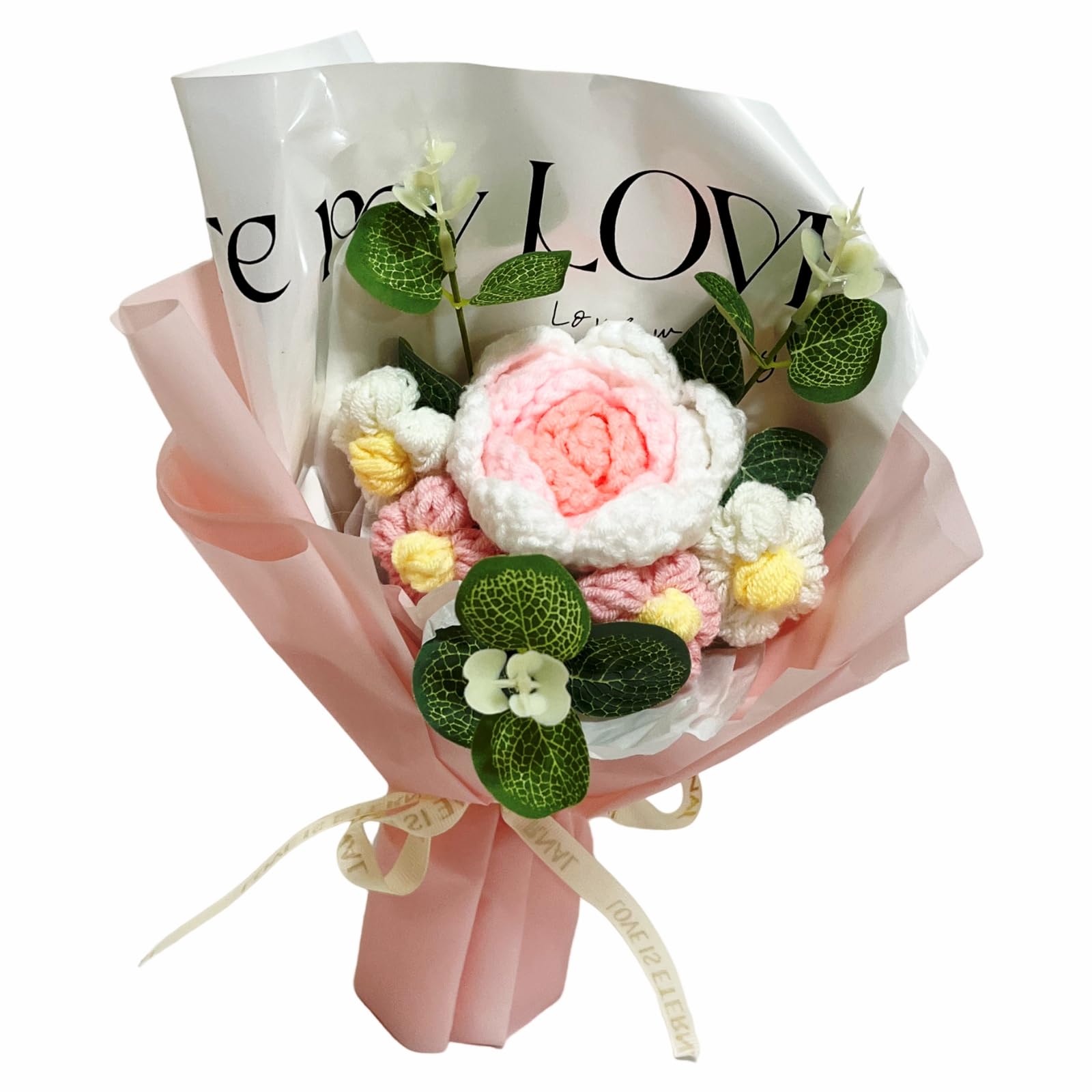 キューフラ(Q-FLA) ニットフラワー ニットブーケ 花束 P ピンク プレゼント ギフト お祝い 小さめ 816826