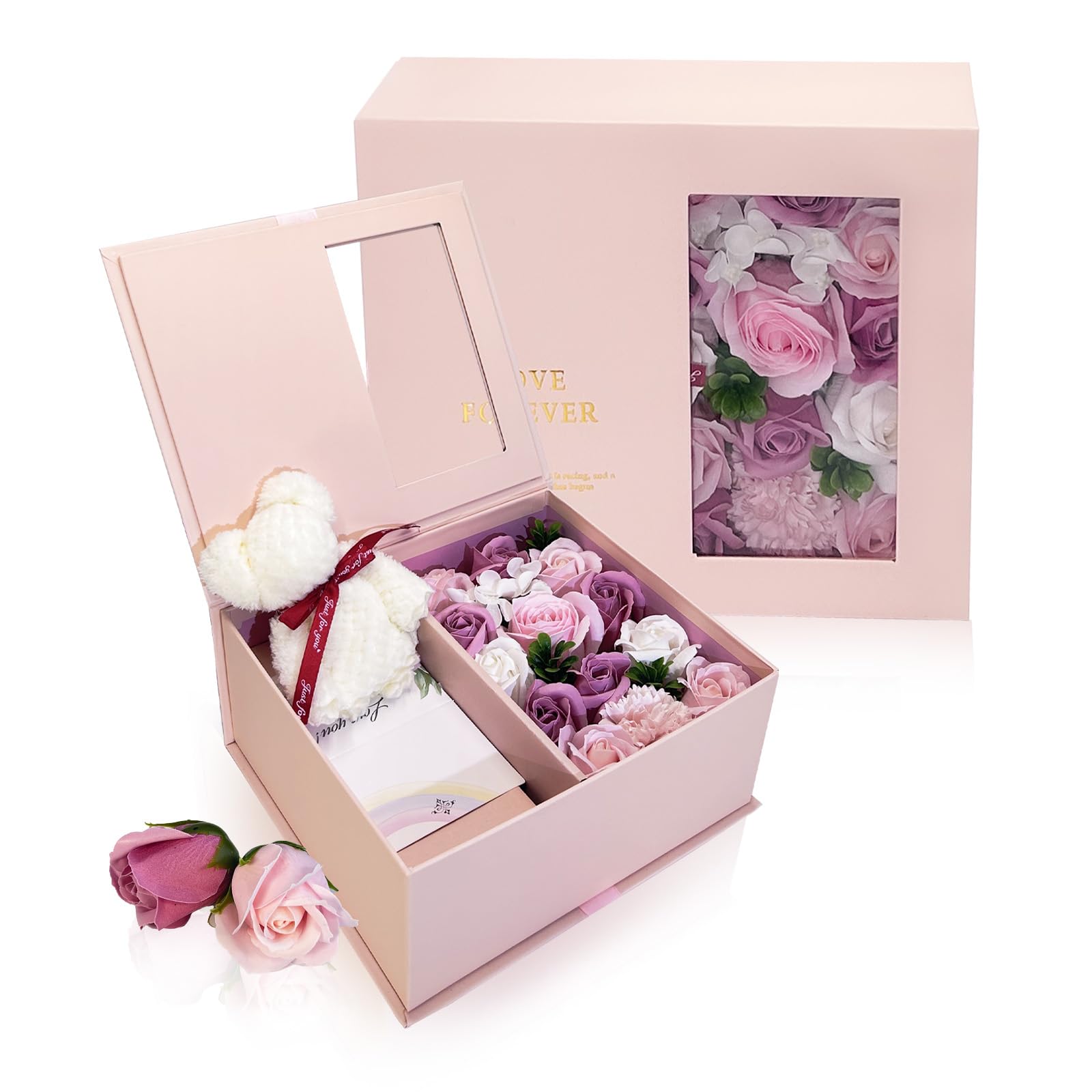 「Pure&Ease」ソープフラワー ボックス ギフトソープフラワー 飾れるソープフラワー 石鹸花 バレンタインデー 誕生日 母の日 プレゼント人気 敬老の日 ...