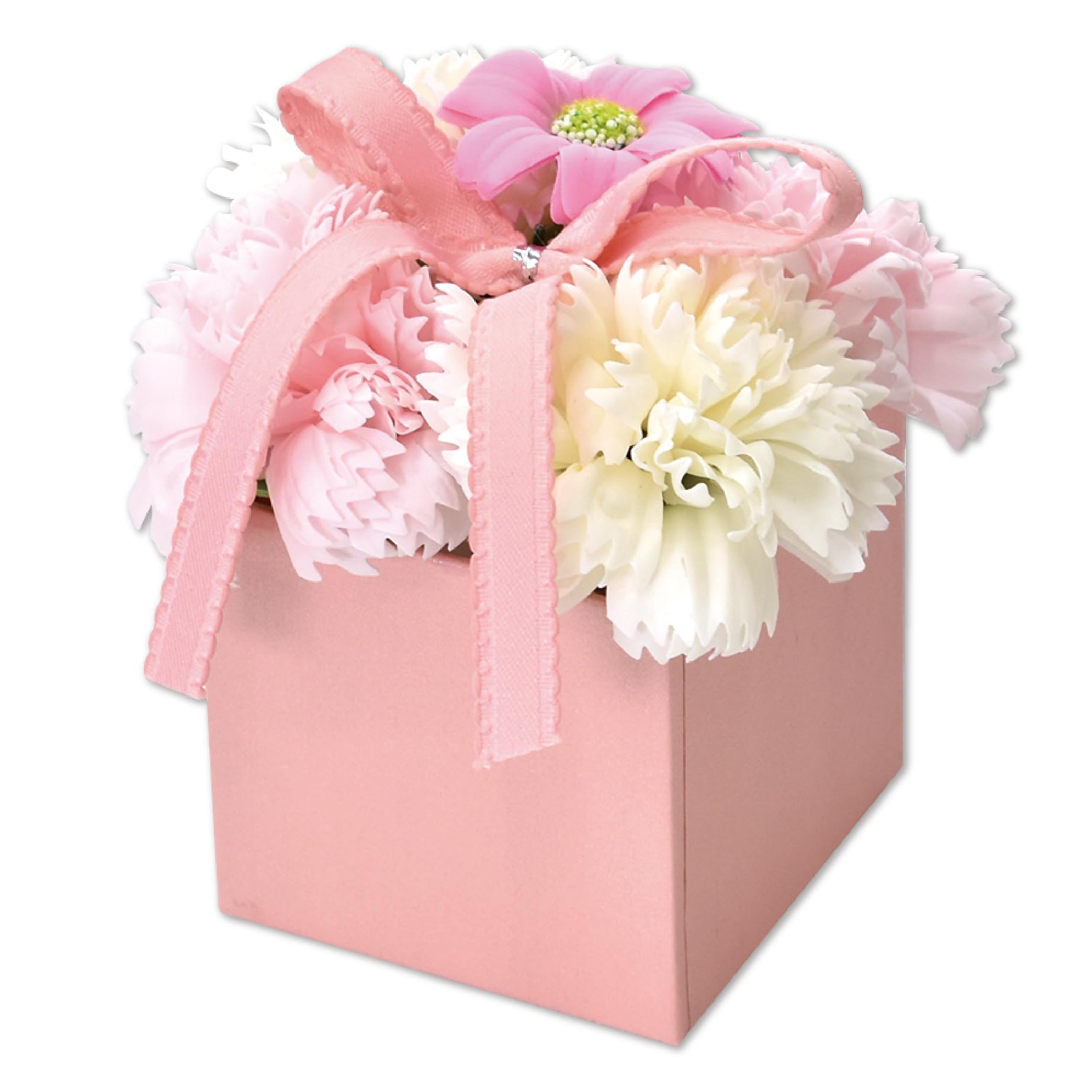 ポピー名古屋 ソープフラワー ギフト ミニ ボックス 小さめ 枯れない花 香る プレゼント 誕生日 母の日 インテリア SH‑082 ピンク