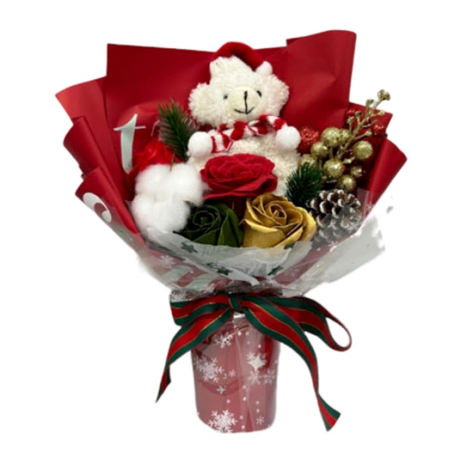 キューフラ(Q-FLA) クリスマス ブーケ ベア WS ホワイト イベント 室内 インテリア デコレーション ギフト プレゼント 816444