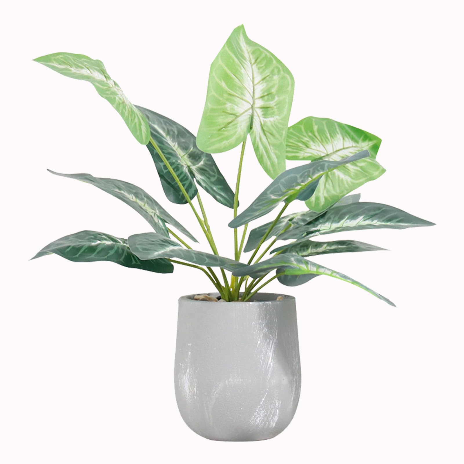 Vixplorn 観葉植物 フェイクグリーン 里芋の葉 高さ約40cm 人工観葉植物 鉢付き 里芋の葉 植木 おしゃ..