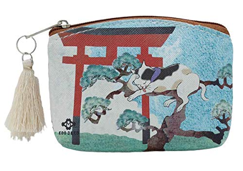 丸和貿易 洒落ねこ ミニポーチ 松 10.5×8×2cm 4008783-03