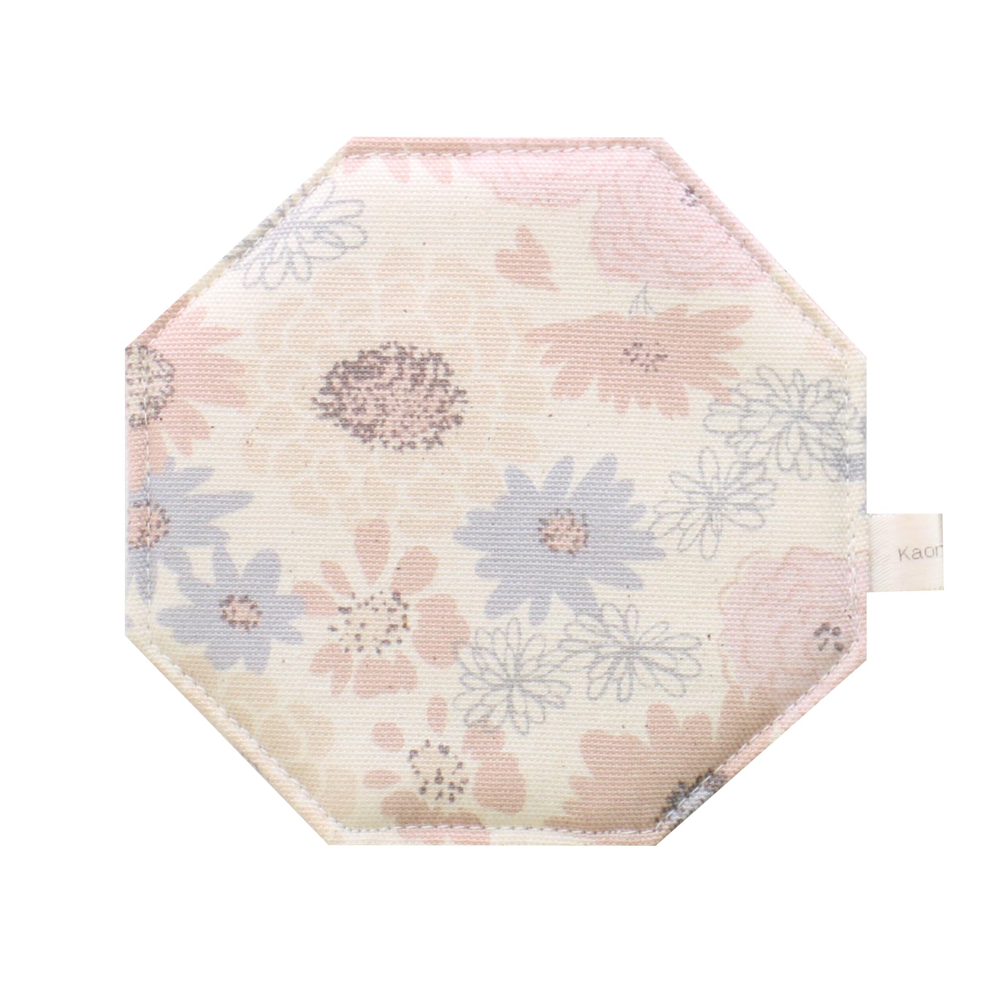 ふんわりコースター 八角形 kosta1-51-0 布製 花柄 ピンク 10cm×10cm 日本製 おしゃれ 手作り 小物 カ..