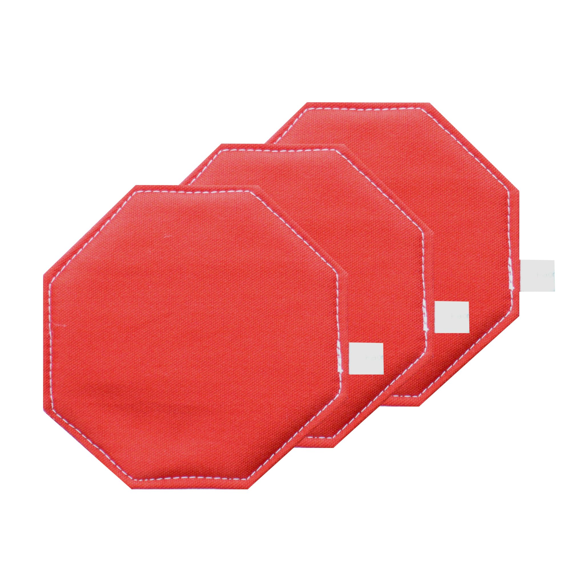 ふんわりコースター 八角形 kosta1-52-0 布製 無地 赤 10cm×10cm 日本製 おしゃれ 手作り 小物 カフェ ..