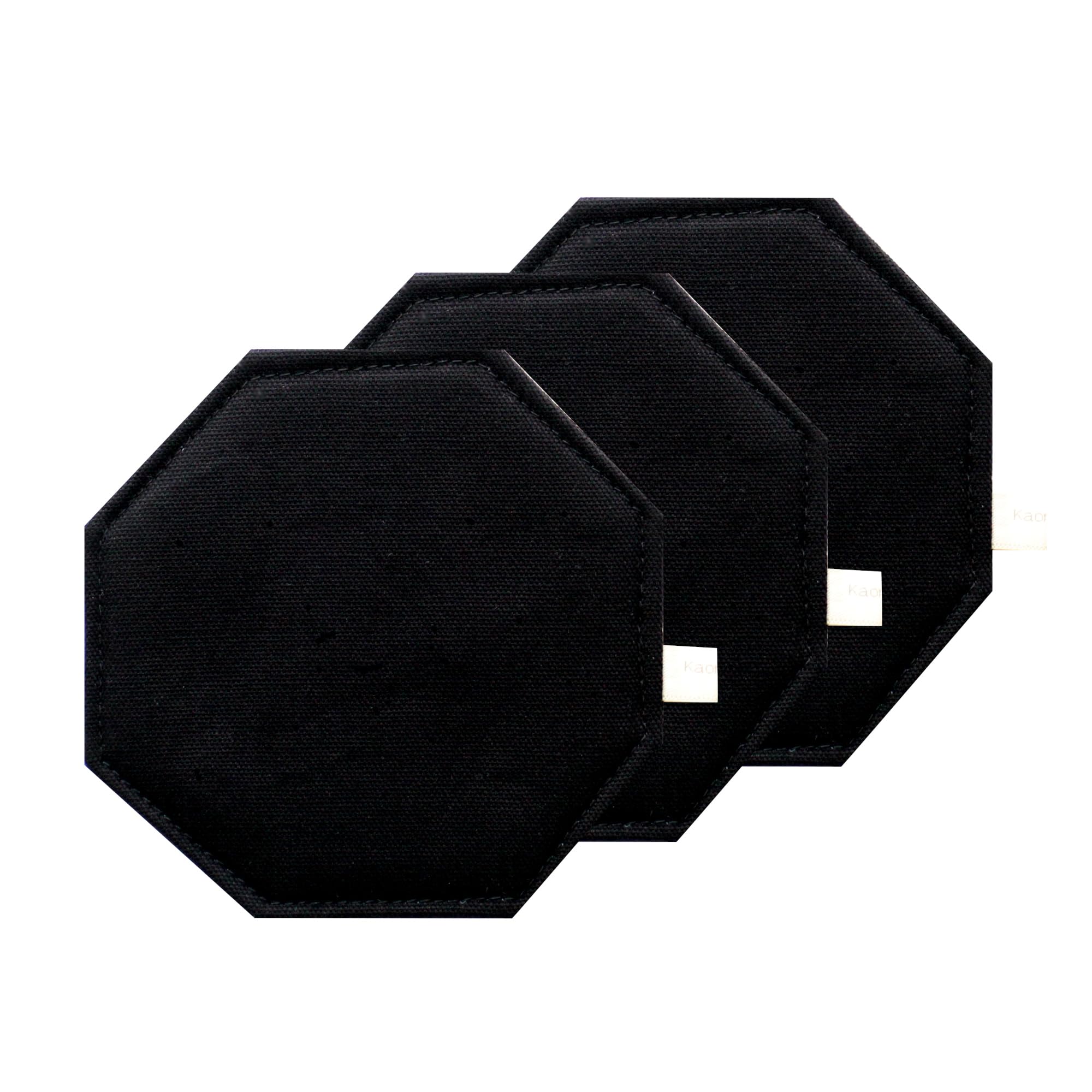 ふんわりコースター 八角形 kosta1-40-0 布製 無地 黒 10cm×10cm 日本製 おしゃれ 手作り 小物 カフェ ..