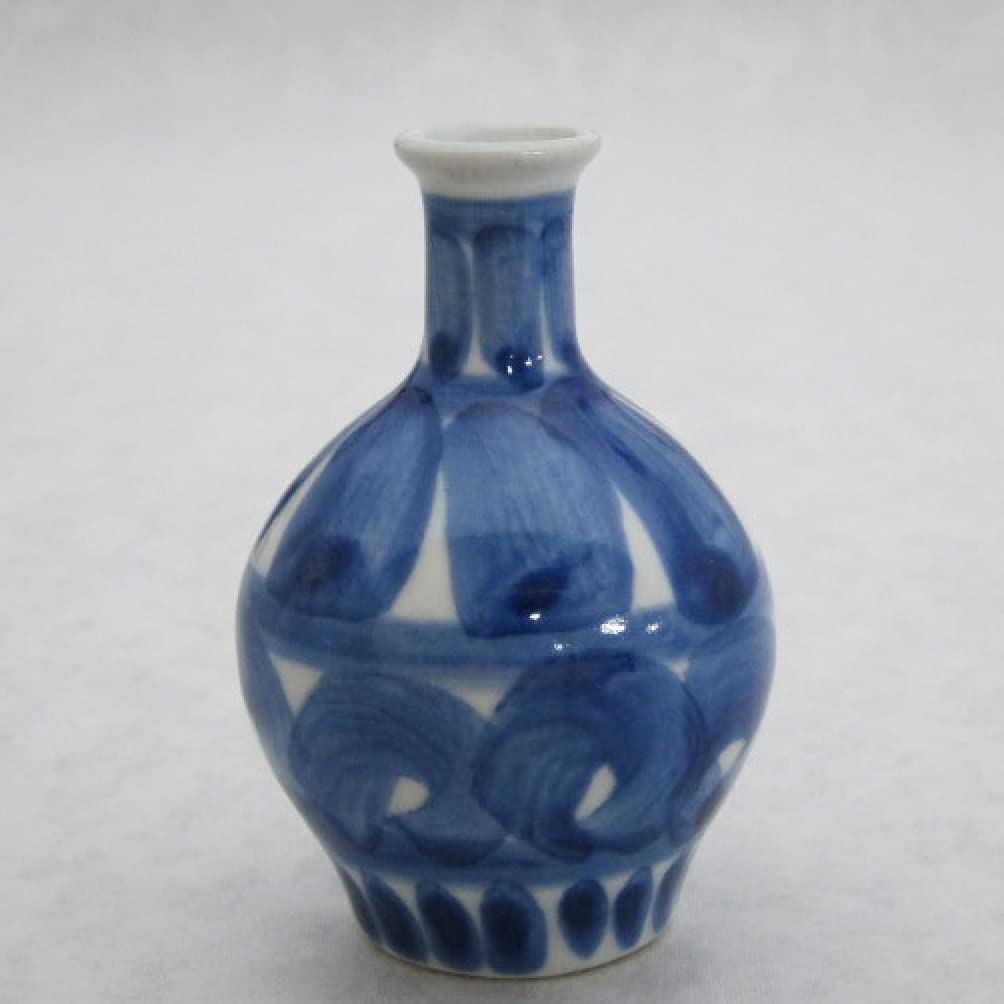 美濃焼 花とっくりflowerbottle size S (手描染刷毛絵)