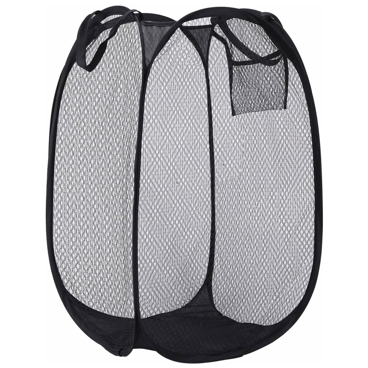 XuJJJJunB 洗濯かご 折りたたみ 30cm×30cm×46cm ブラック ランドリー バスケット 収納 大容量 メッシュ 省スペース ランドリーバッグ ..