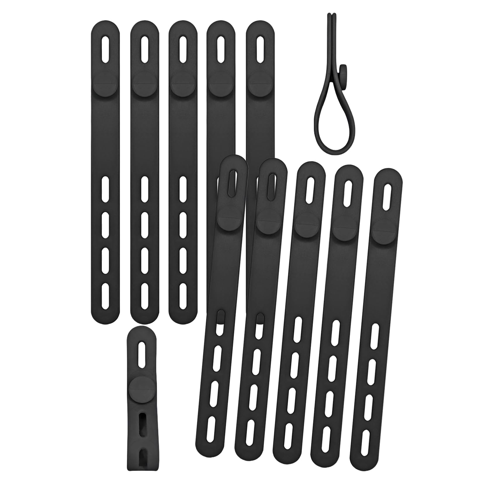 Orirya 結束バンド ケーブルバンド シリコン ケーブル 収納 便利グッズ シリコンバンド ケーブルクリップ 繰り返し 多機能 結束ベルト 12本 ブラック(4)