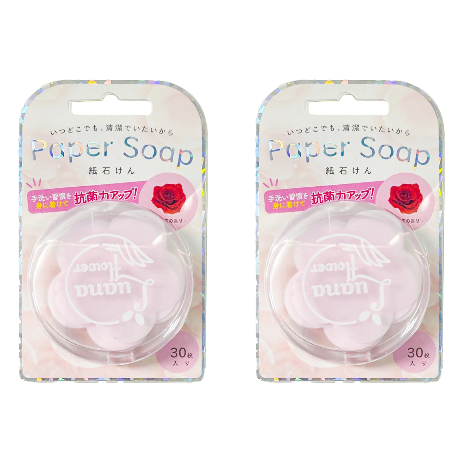 キューフラ(Q-FLA) 紙石鹸 ペーパーソープ 手洗い ハンドソープ ローズ 30枚入 2個 セット ピンク 防災..