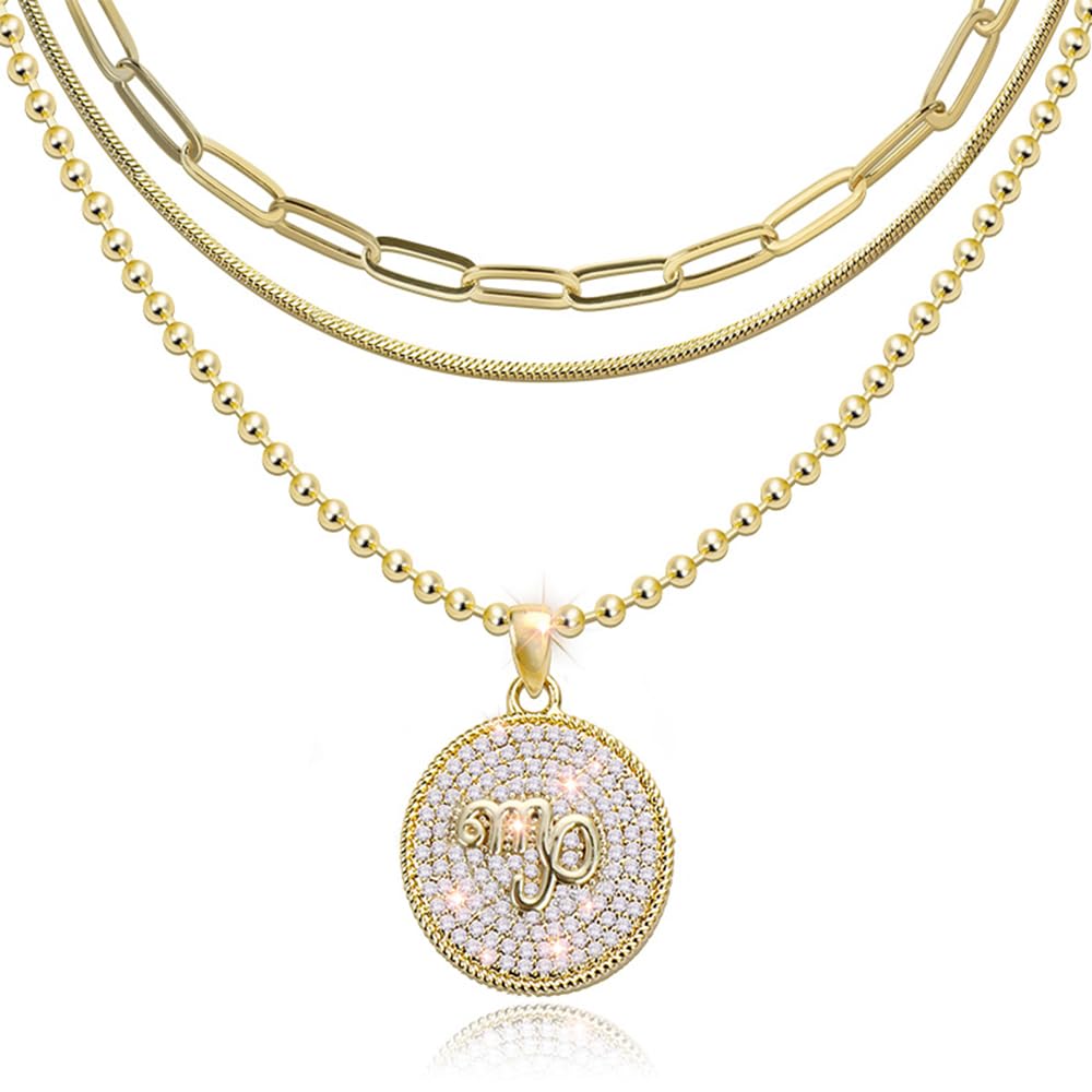 ゴールデンフィッシュ星座ネックレス、女性用、14Kゴールドメッキ星座ペンダント、輝く石、星占い占星..