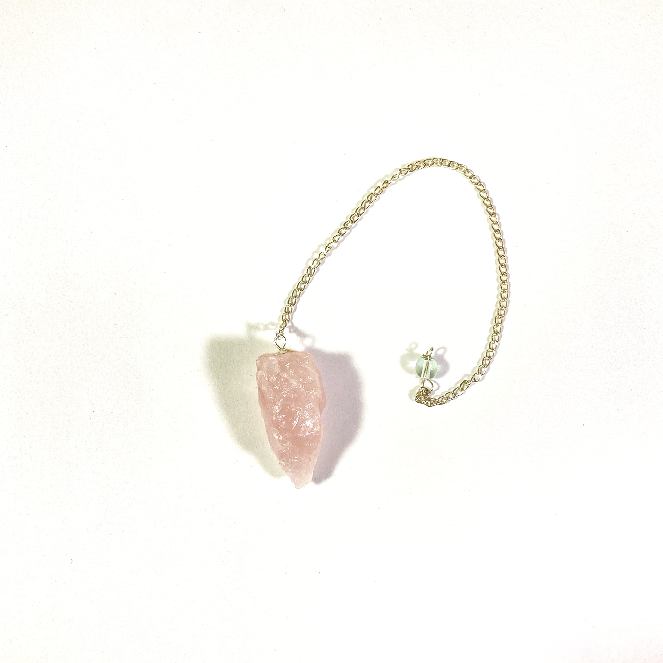 原石風 ラフカット ペンデュラム ローズクォーツ 天然石 ペンデュラムの使い方付き ダウジング 占い 振..