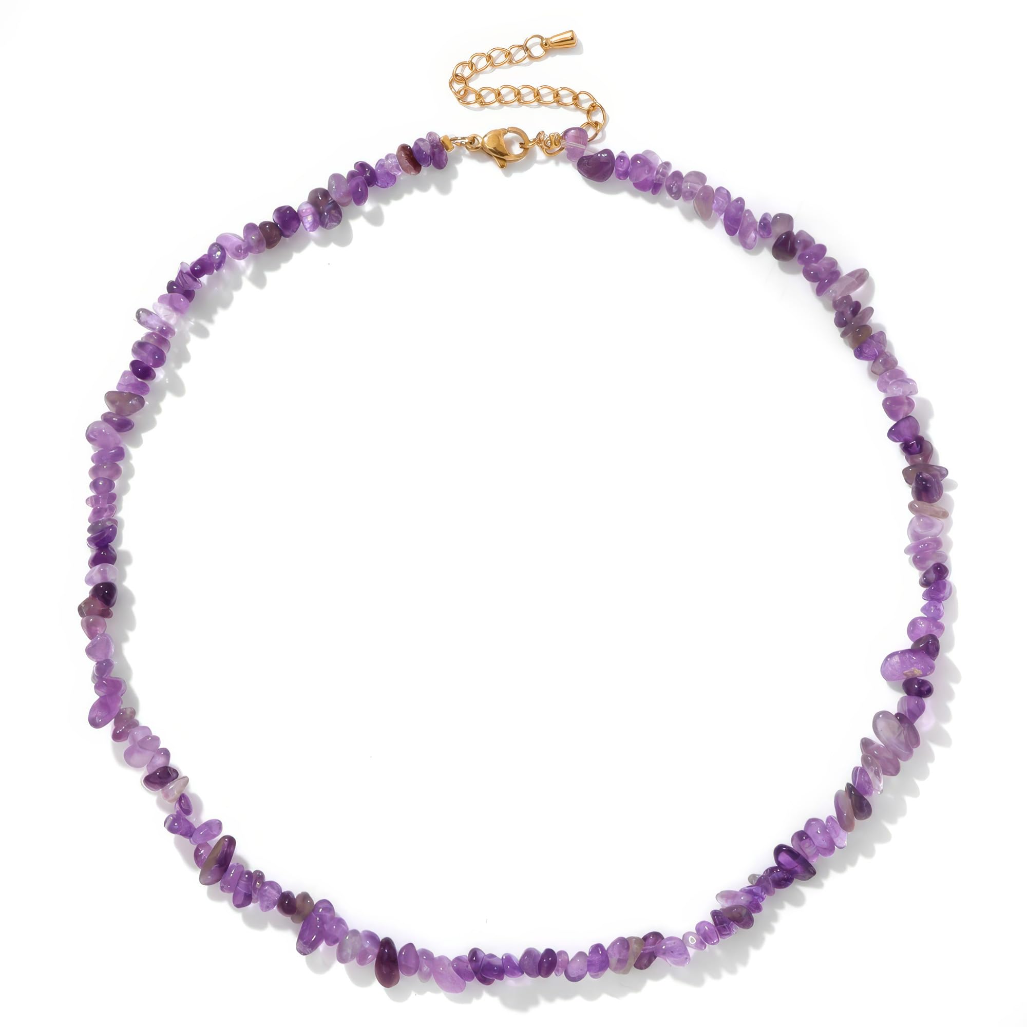 [Chiorgone] 女性用天然アメジストチップネックレス、ボヘミアンビーズチョーカー、意味カード付きの調..