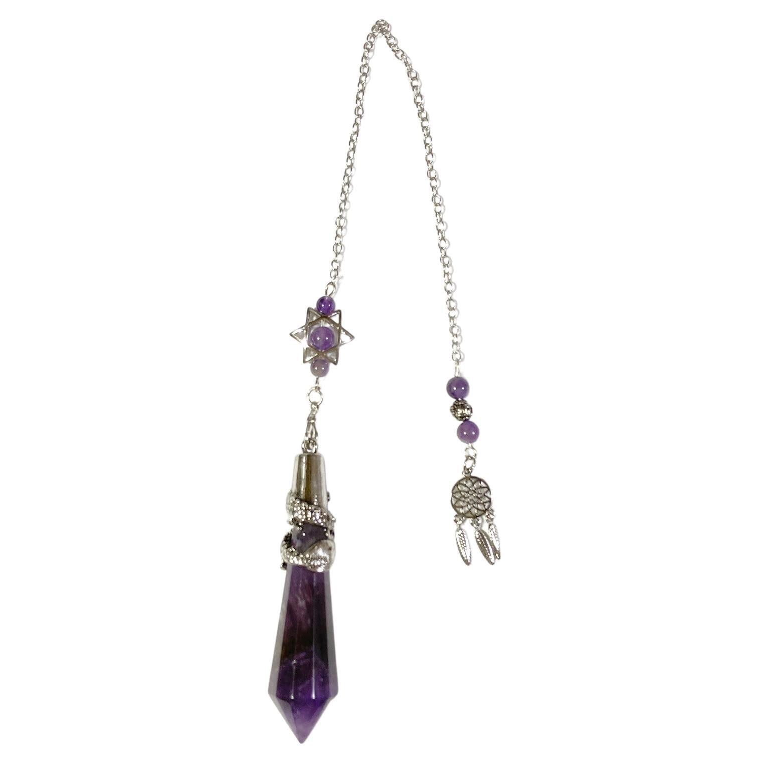 [セドナの魔法] 十二面龍柱 ペンデュラム 天然石[アメジスト] パワーストーン 2月の誕生石 紫水晶のア..