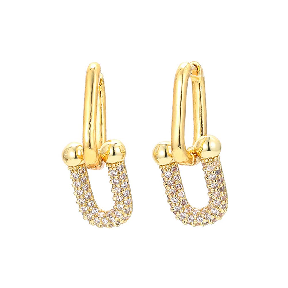 Deelfel ピアス レディース ゴールド ブランド ジルコニア 馬蹄 U型ピアス ホースシュー フープピアス ..