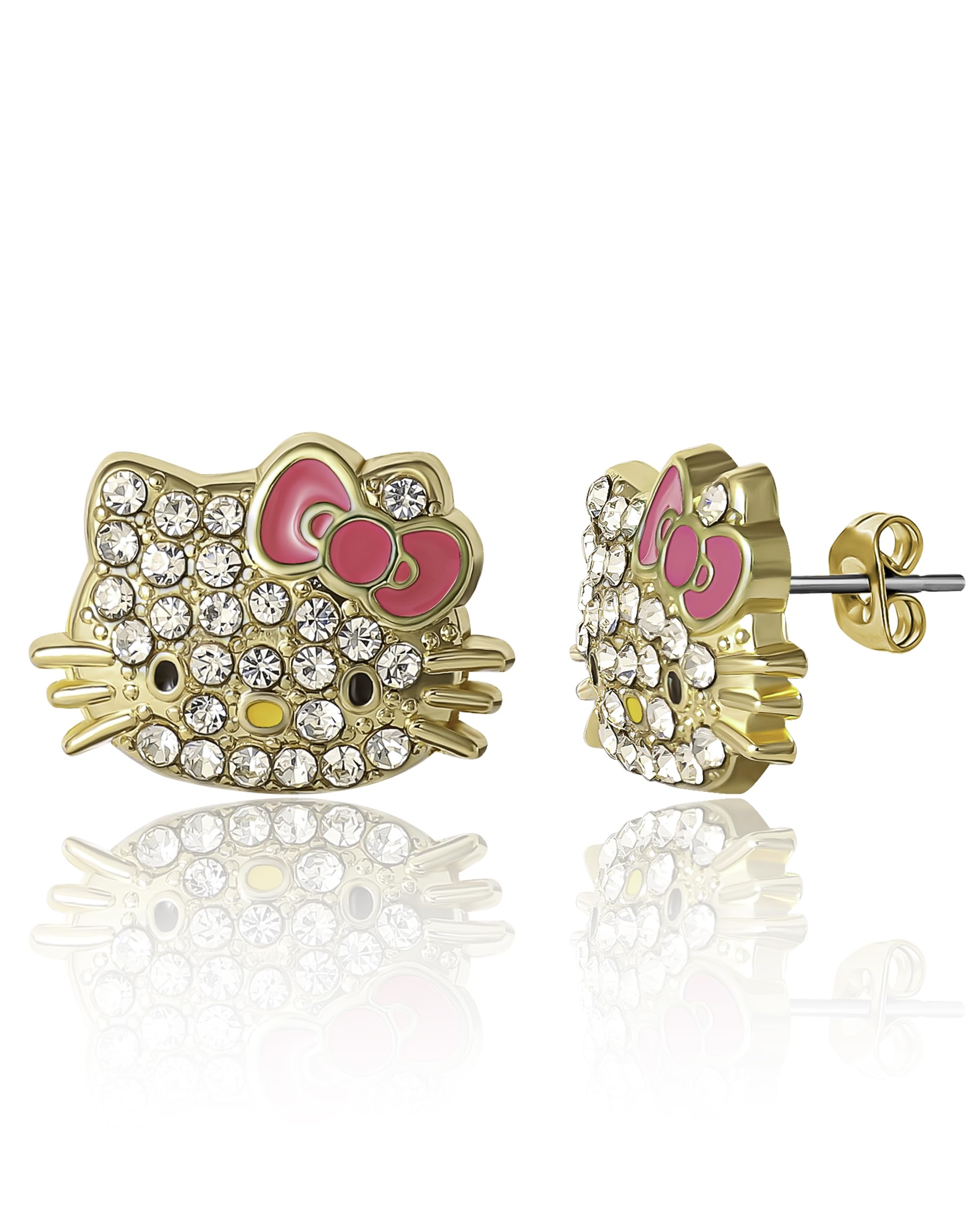 SALLY ROSE パヴェクリスタル ハローキティ イヤリング 女性用 オフィシャルライセンス ゴールドトーン..