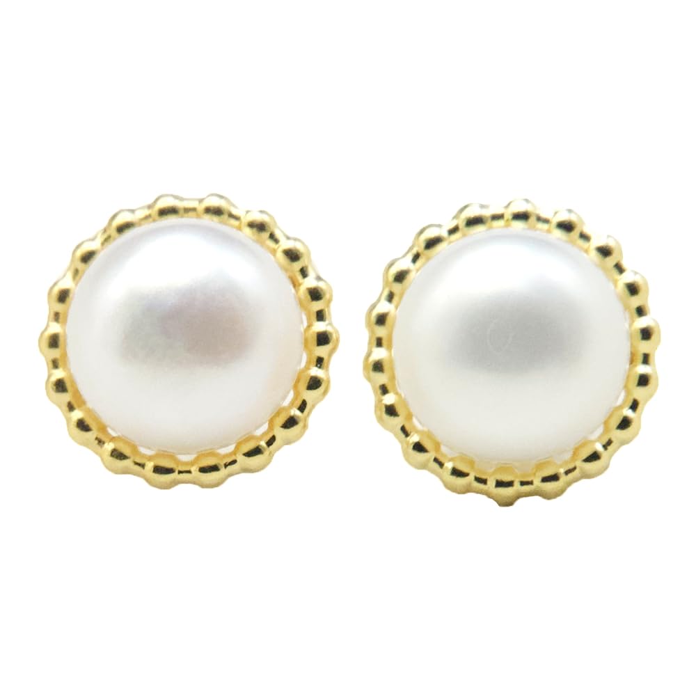 FREE ANGEL ピアス パール 冠婚葬祭 サンフラワーパールピアス S925银针 大粒 18 Kメッキ 金属アレルギー対応 結婚式 ギフト プレゼント 御木本スタイル 可愛い きらきら光る レディース ギフト