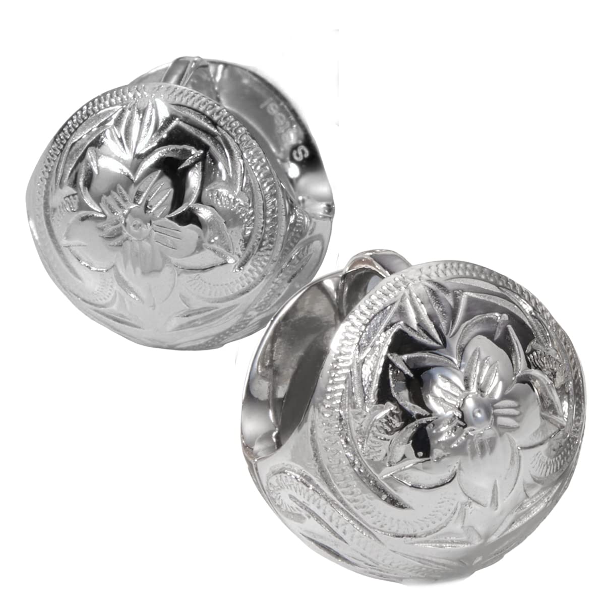 Piena フープピアス レディース メンズ サージカルステンレス316L製 ハワイアンジュエリー ボール 丸型 プルメリア 金属アレルギー対応 (シルバー/1ペア)(4)