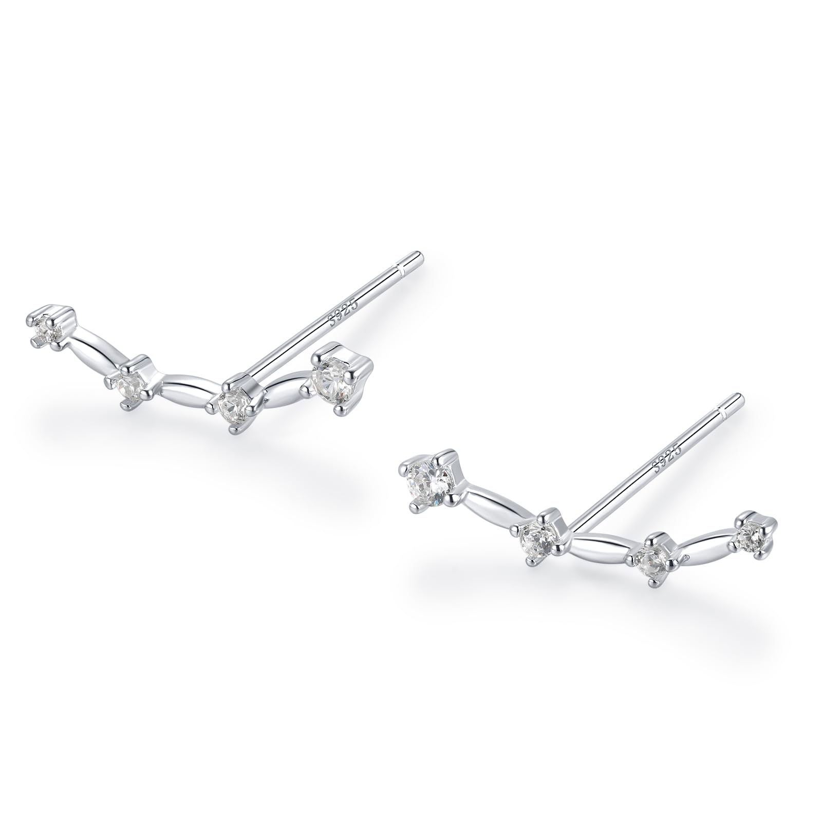 ピアス Silver925 シルバー ゴールド 18Kコーティング スマイル CZダイヤ 金属アレルギー対応 (シルバー)