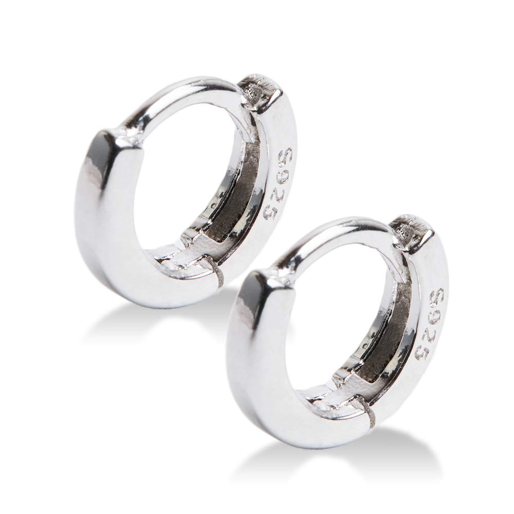 [Puente] silver925 刻印あり 10mm 18G ピアス シルバー925 両耳 シンプル プラチナメッキ フープピアス フープ リング リングピアス メンズ レディース シルバー 銀色 小さめ 小ぶり レディースピ