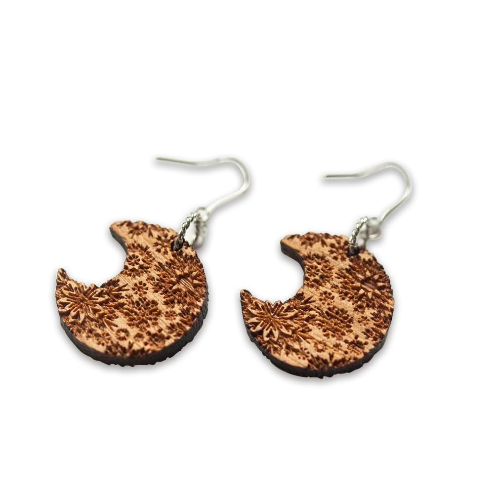 木製 ピアス ハング 雪の月 ムーン 三日月 揺れるピアス 日本製 シンプル おしゃれ ピアス Cotch Pierc..