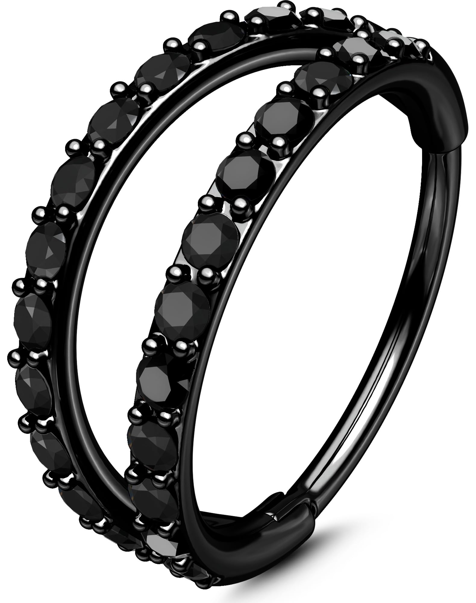 [OUFER Body Piercing] ブラック鼻リング フープ ハロウィン 316Lステンレス鋼 20G 6/7/8mm ヒンジ式セ..