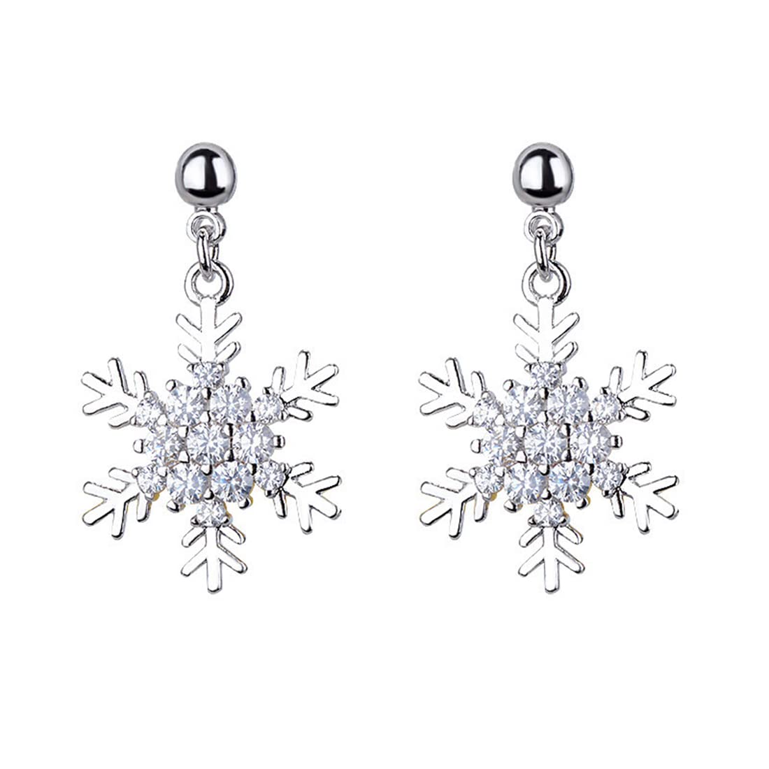 Rockyu ピアス レディース 金属アレルギー対応 雪 シルバー925 スタッドピアス 雪ピアス 2ホール ボディーピアス 両耳用 クリスマス ファッション プレゼント 誕生日 女性 アクセサリー(雪-ス(4)