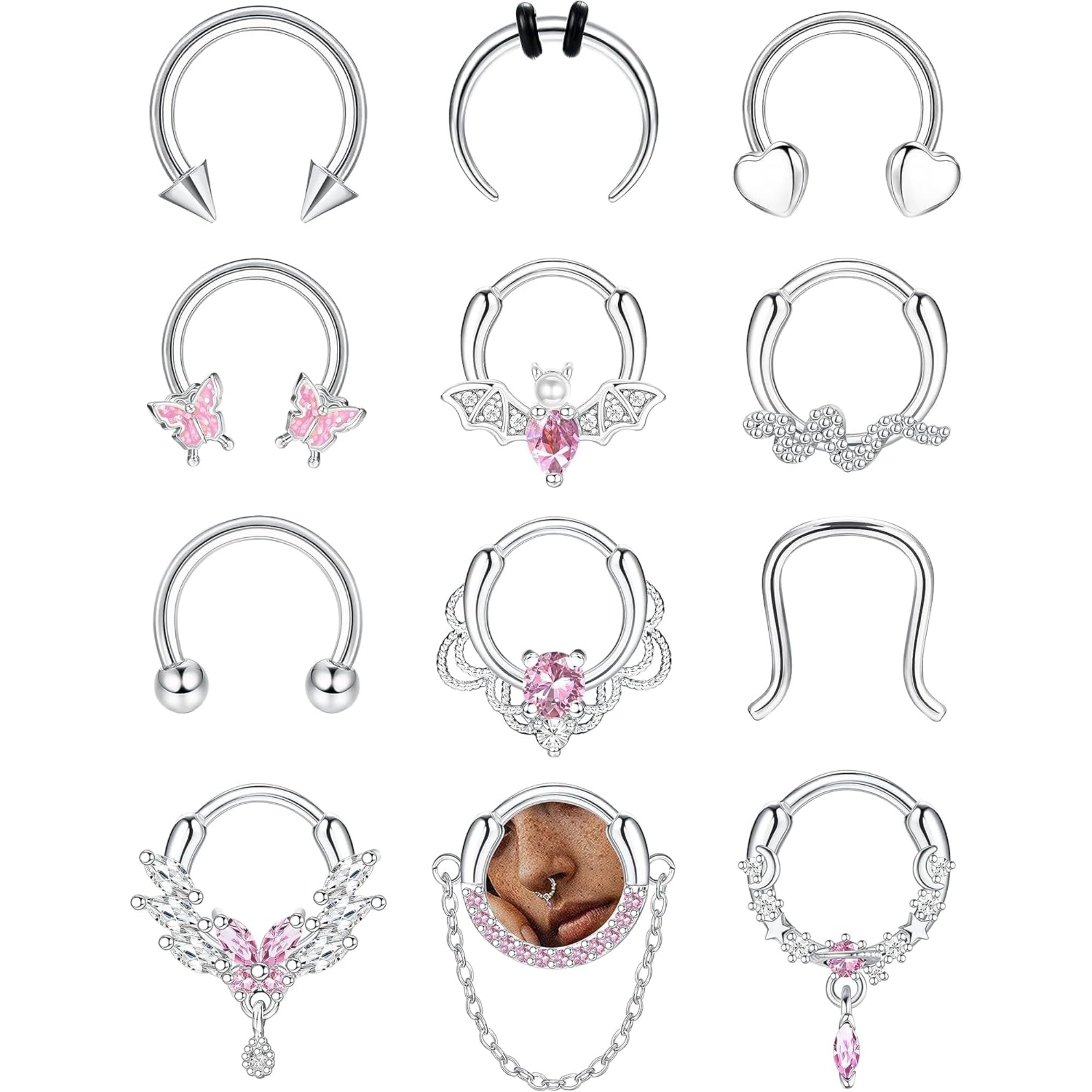 ジェイスタイル 【12点】 鼻 ピアス リング レディース ボディピアス 鼻ピ ステンレス 小さめ ジルコニ..