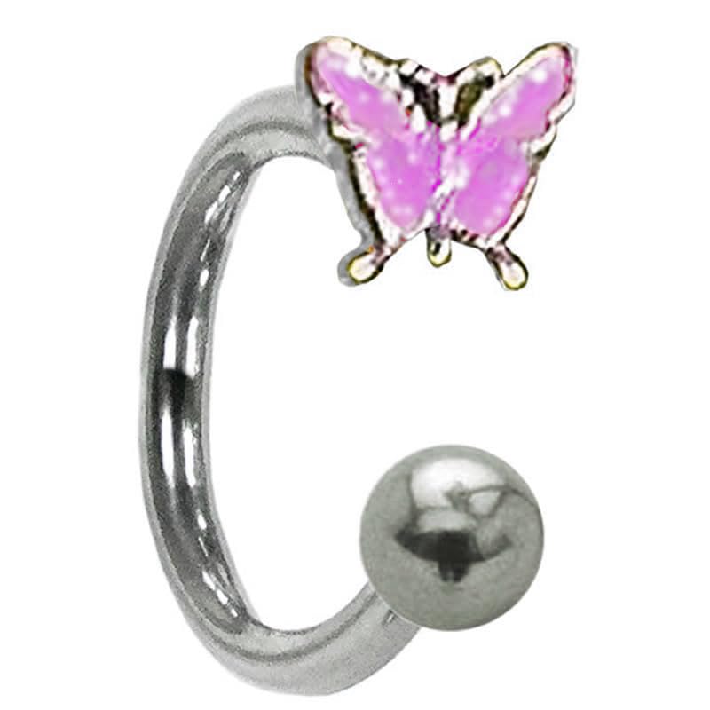 [グリーンピアッシング] カラフルバタフライサーキュラー ボディピアス 16G (内径) 10mm/02 リップフー..