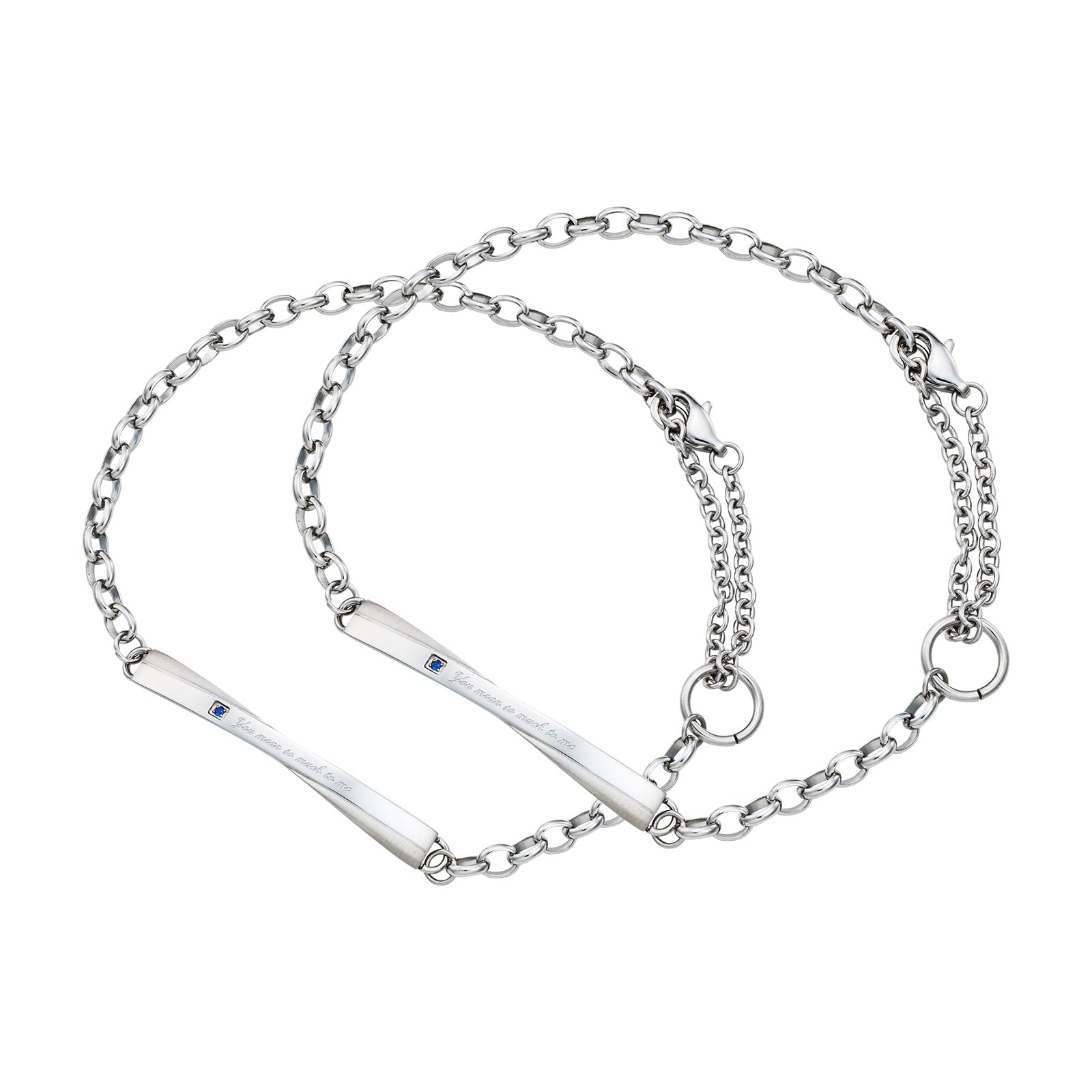 [ホワイトクローバー] ペアブレスレット 2本セット サージカルステンレス316L キュービックジルコニア ..