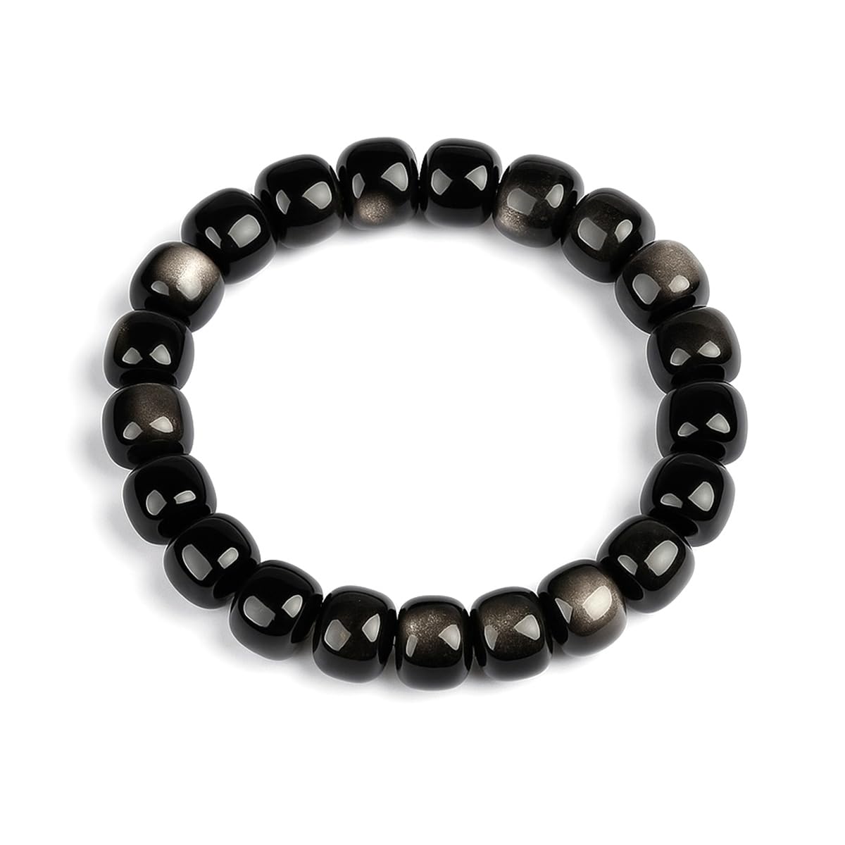 [AURABLOOM] ラッキーチャーム シルバーオニキス ブレスレット 3種セット 女性用 パワーストーン おし..